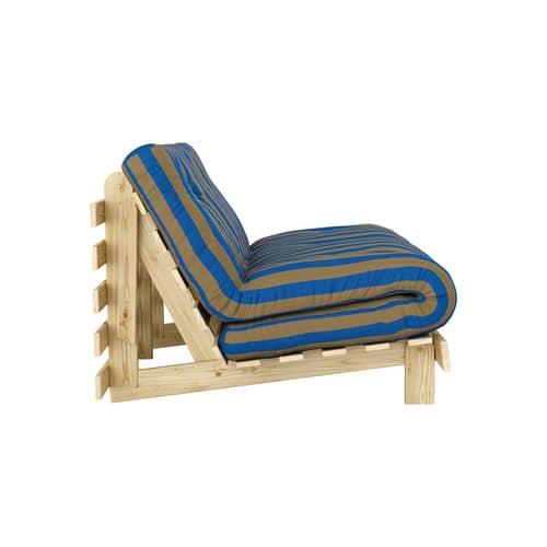 Canapé convertible Roots tissu marron / L 140 cm - 3 positions / Structure pin clair - KARUP - Rayé marron / Bleu (424) - Mousse, Pin massif certifié FSC, Tissu