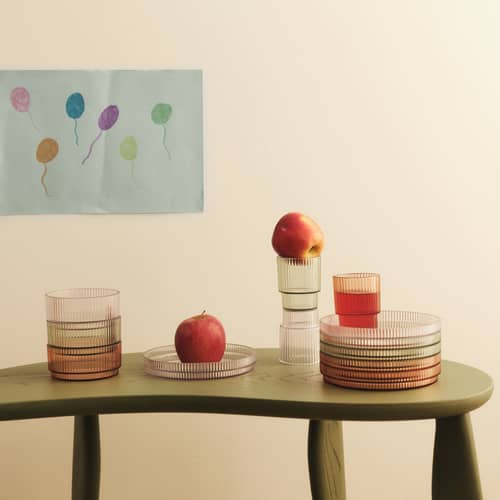 Set vaisselle enfant Ripple / Assiette, bol & gobelet - Plastique sans BPA - Ferm Living - Transparent - Plastique Tritan sans BPA