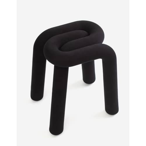 Sgabello imbottito Bold tessuto nero / Imbottito - Moustache - Nero - Acciaio, Schiuma di poliuretano, Tessuto