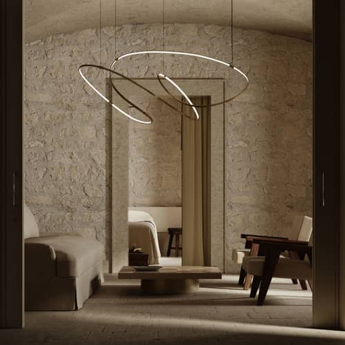 Sospensione Zigouzi LED metallo oro / L 150 cm - Dix Heures Dix - Oro - Alluminio anodizzato, Silicone