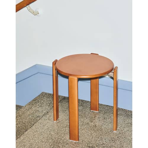 Rey Stackable stool natural wood / By Bruno Rey x Dietiker, 1971 - Wood - Hay - Light wood - Beechwood plywood, Natural beechwood