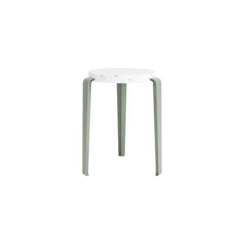 Stappelbarer Hocker Lou metall grau / Recycelter Kunststoff Venezia - H 45 cm - TIPTOE - Eukalyptusgrau / Gesprenkeltes Weiß - Recycelter Kunststoff, thermolackierter Stahl