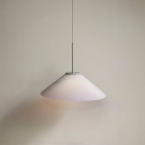 Suspension Solid verre blanc / Ø 44 cm - HÜBSCH - Blanc / Sable - Fer, Verre