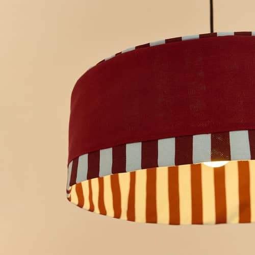 Abat-jour Paul tissu rouge / Ø 50 x H 18 cm - NOBODINOZ - Rouge brûlé - Coton