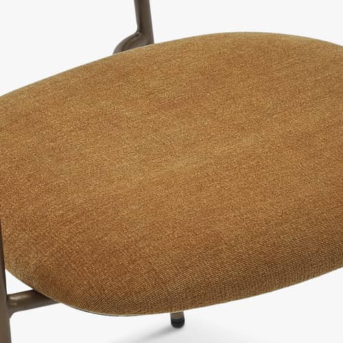 Set de 2 fauteuils de repas rembourrés Aya tissu marron - NV GALLERY - Ocre  / Cuivre antique - Fer, Mousse, Tissu