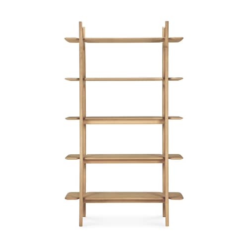 Bücherregal PI holz natur / B 110 x H 187 cm - Ethnicraft - Geölte Natur geölte Eiche - Geölte Massiveiche
