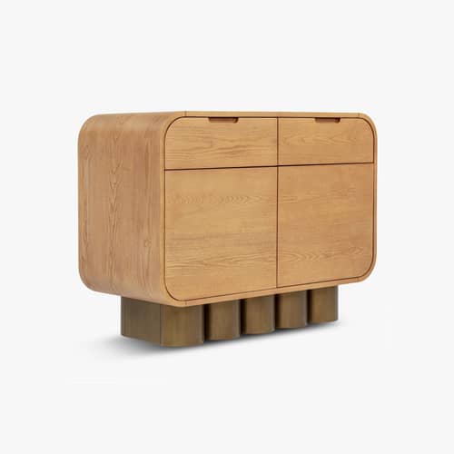 Buffet Leylia legno naturale / L 100 cm - NV GALLERY - / L 100 cm - Bois composite, Impiallacciatura in frassino