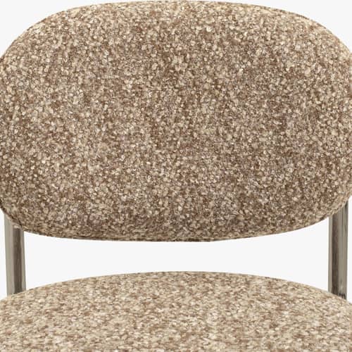 Chaise rembourrée Amberta tissu beige - NV GALLERY - Macchiato (bouclé) - Acier inoxydable chromé, Mousse haute densité, Tissu bouclé