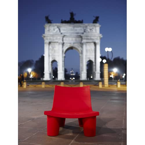 Fauteuil bas Low Lita plastique rouge - Slide - Rouge - Polyéthylène recyclable