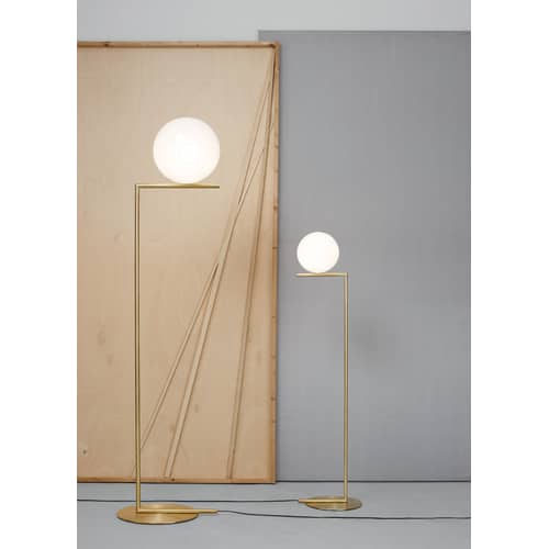 IC F1 Floor lamp metal glass white black / H 135 cm - Flos - Black - Blown glass, Varnished steel