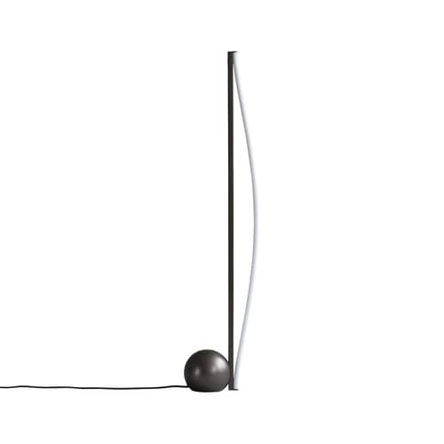 Lampadaire Bow métal marron / H 100 cm - 101 COPENHAGEN - Bronze / Tube blanc - Acrylique, Fer