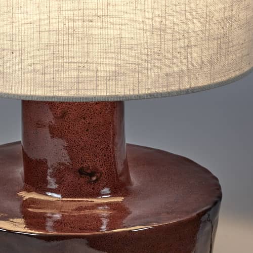 Lampe de table Catherine céramique rouge / Grès & tissu - Ø 25 x H 47 cm - Serax - Rouge / beige - Grès