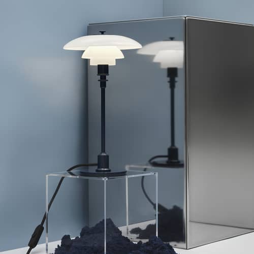 Lampe de table PH 2/1 bleu / Réédition 1927 - Louis Poulsen - Bleu brillant / Blanc - Aluminium laqué, Verre soufflé bouche