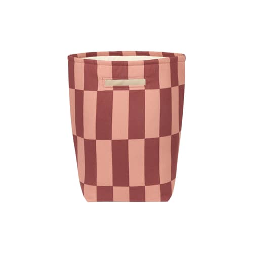 Panier Vibes tissu rouge / H 56 cm - NOBODINOZ - Terracotta / Carreaux - Coton biologique, Polyester