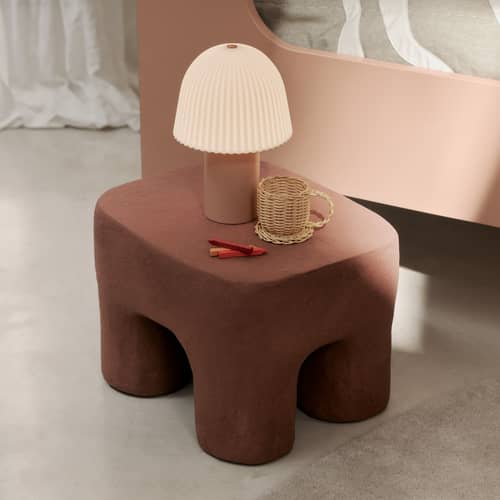 Kinderhocker Podo papierfaser braun / Recycelt - 34 x 28 x H 25 cm - Ferm Living - Braunrot - Recycelte Baumwolle, Recycled cardboard