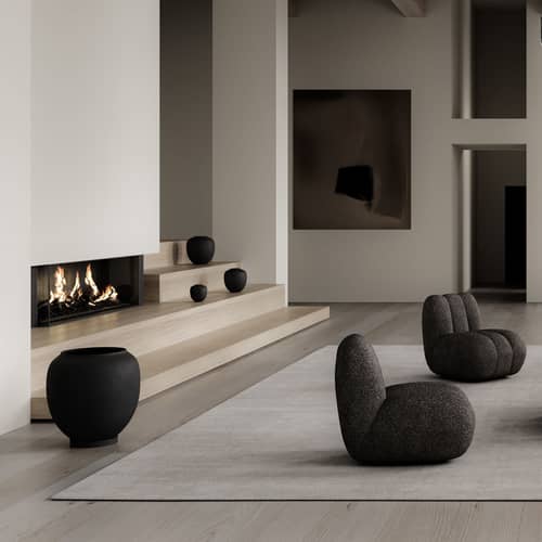 Pot de fleurs Sunao Big céramique noir / Surface lisse - Ø 53 x H 53 cm - 64 Litres - 101 COPENHAGEN - Noir - Céramique