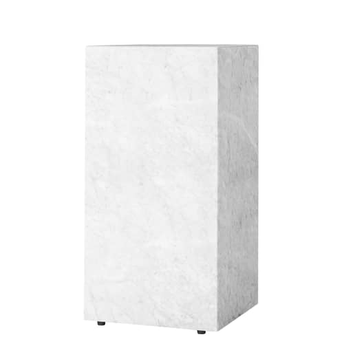 Table d\'appoint Plinth Tall marbre blanc / Marbre - 30 x 30 x H 51  cm - Audo Copenhagen - Blanc - Bois d\'acacia, Marbre