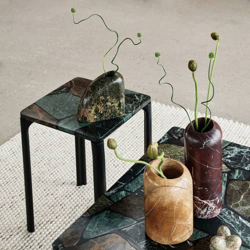 Table d\'appoint Smash marbre vert / 35 x 35 x H 50 cm - Tom Dixon - Vert - Aluminium, Marbre