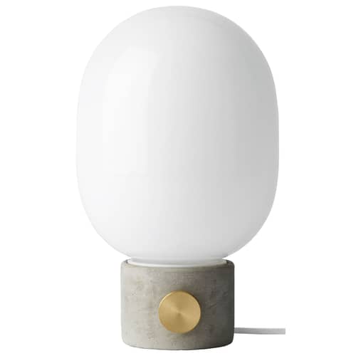 JWDA Table lamp glass stone white grey / Concrete - Ø 19 cm x H 32 cm - Audo Copenhagen - Grey concrete / White - Brass, Concrete, Glass