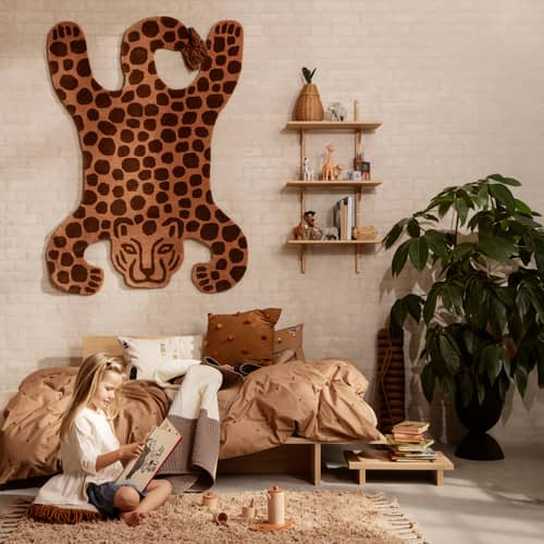 Tappeto per bambini Safari tessuto marrone / 118 x 160 cm - Ferm Living - Marrone - Lana di Nuova Zelanda