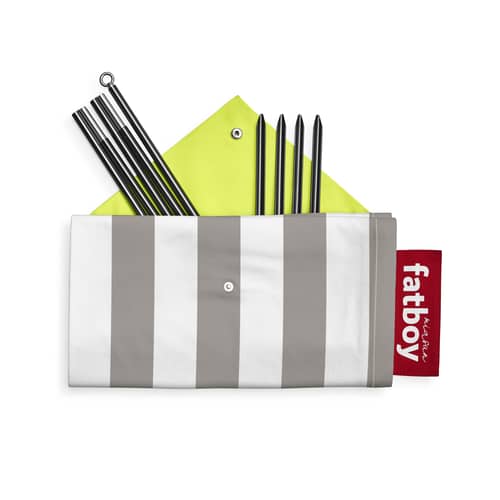 Tente de plage Miasun tissu beige / Pliable & nomade - 150 x 220 cm - Fatboy - Biarritz / Rayé Taupe - Aluminium, Coton