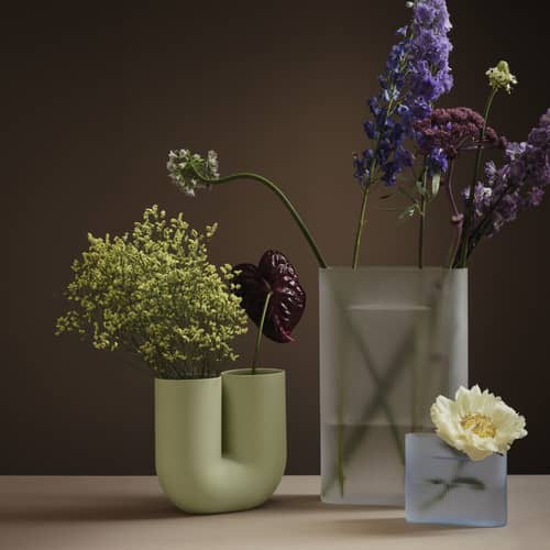 Vase Ridge verre blanc / L 31 x H 48,5 cm - Muuto - Blanc dépoli - Verre dépoli soufflé bouche