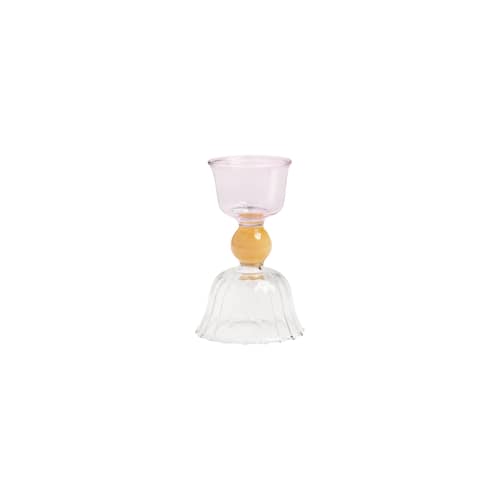 Bougeoir Perle Small verre multicolore / H 10 cm - & klevering - H 10 cm / Rose & jaune - Verre