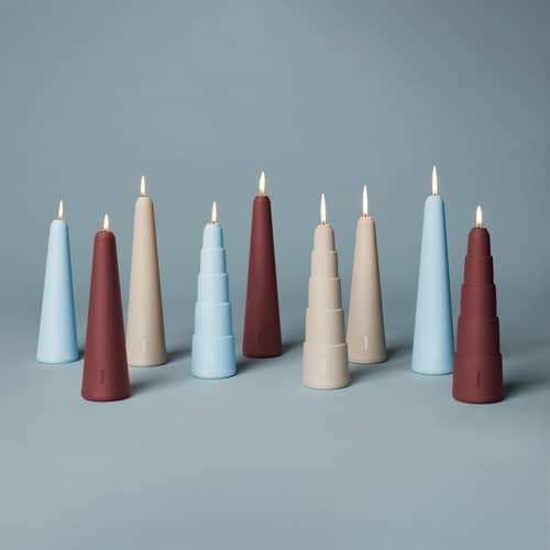 Bougeoir Spire métal rouge Step / H 26 cm - Fatboy - Prune - Aluminium
