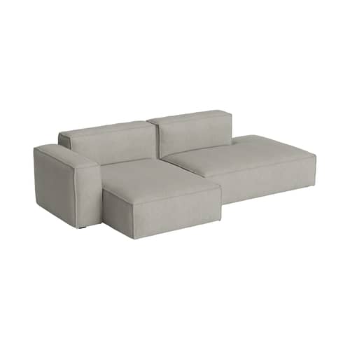 Canapé d\'angle Mags Soft Low Armrest n°3 gris clair / 2,5 places - L 256.5 cm / Accoudoir gauche - Hay - Accoudoir gauche / Gris clair (tissu Turf) - Contreplaqué, Mousse polyuréthane HR, Tissu