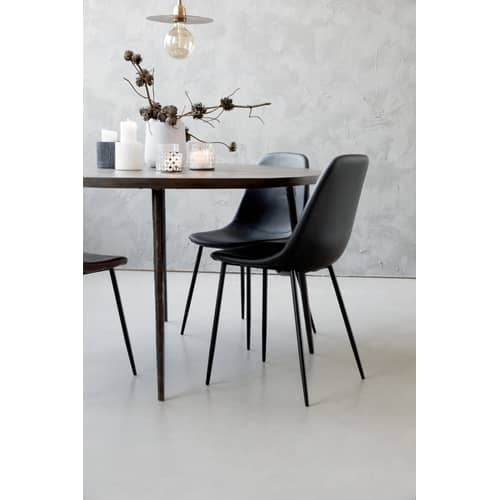 Chaise rembourrée Forms cuir noir / Similicuir & acier - House Doctor - Noir - Acier, Similicuir