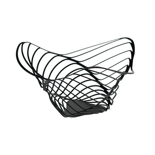 Corbeille Trinity métal noir / Ø 16,5 x H 33 cm - Alessi - Noir - Acier