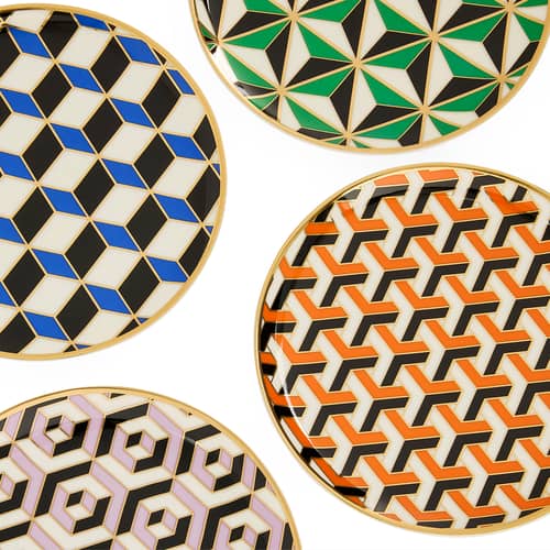 Dessertteller Versailles keramik bunt / 4er-Set – Ø 16,5 cm - Jonathan Adler - 4er-Set Dessertteller „Versailles“ aus Keramik / Ø 16,5 cm - Porzellan
