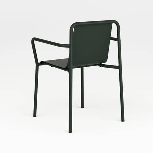 Fauteuil de repas empilable Panorama métal vert / Avec accoudoirs - TIPTOE - Vert Forêt - Acier thermolaqué