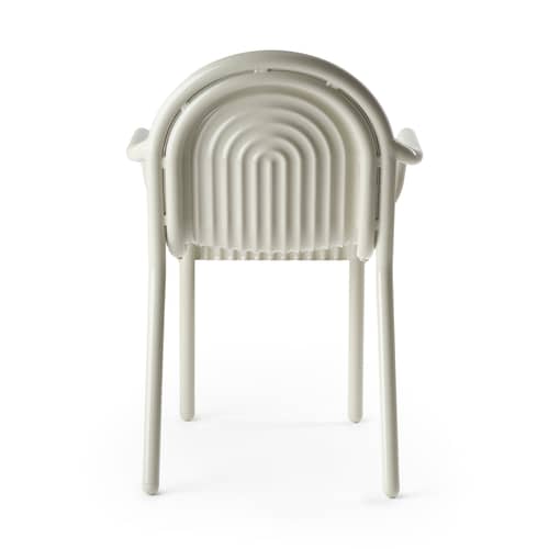 Fauteuil empilable Groove métal beige - Tom Dixon - Beige Mastic - Aluminium