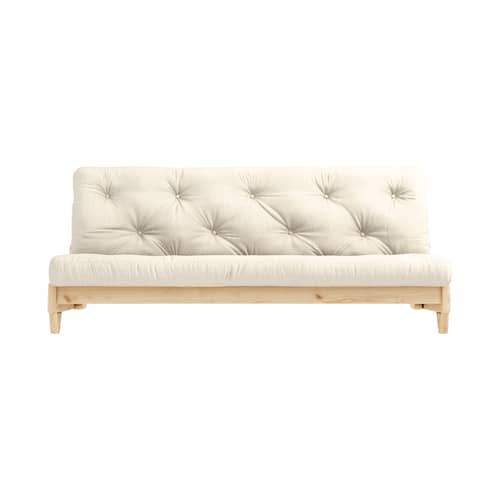 Schlafcouch Fresh holz weiß / L 200 cm - 3-Sitzer - KARUP - Leinen 914 / Klare Kiefer, hell - FSC-zertifiziertes Massivholz Kiefer, Gewebe, Recycelte Mischfasern, Schaumstoff