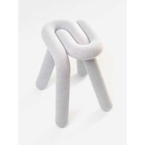 Gepolsterter Hocker Bold textil grau gepolstert / Stoff - Moustache - Hellgrau - Gewebe, Schaumstoff, Stahl