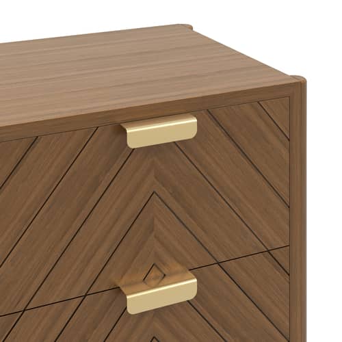 Kommode Marius holz natur / L 50 x H 130 cm - Hartô - getönte Eiche - Getöntes Eichenholz, MDF Furnier getönte Eiche, Messing