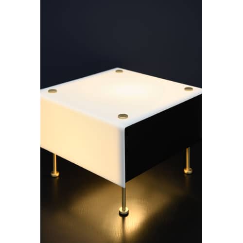 Lampe de table G60 Small métal plastique blanc noir / Réédition 1959, Pierre Guariche - 27 x 27 cm - SAMMODE STUDIO - Small / Blanc & noir - Laiton, PMMA, Tôle d\'acier