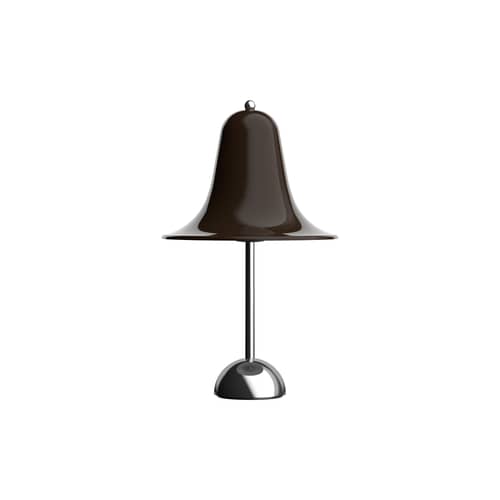 Lampe de table Pantop métal marron / Ø 23 cm - Verner Panton (1980) - Verpan - Brun profond / Pied chromé - Métal chromé, Métal laqué