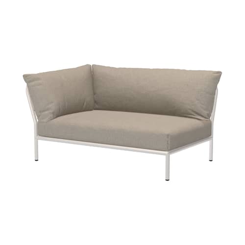 Divano da giardino a 2 posti Level 2 tessuto beige / Dossier extra moelleux - Angle gauche - L 139 x P 92,5 cm - Houe - Beige Ash (Heritage) / Structure blanc sourd - , Acciaio termolaccato, Schiuma di poliuretano