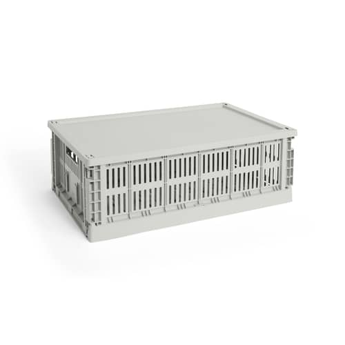  Lid plastic material grey / For Basket Colour Crate Large 35.5 x 54.5 cm - Hay - Grey - Recycled polypropylene