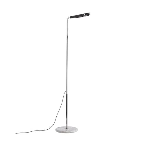 Lampada a stelo Mezzaluna LED metallo nero / Bruno Gecchelin, 1975 - Orientabile - DCW éditions - Nero - Acciaio, Alluminio, Marmo