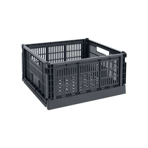 Panier Colour Crate plastique gris Large Square / 42 x 42 cm - Recyclé / Seconde vie - Hay - Charbon - Polypropylène recyclé