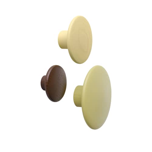 Patère The Dots Wood Medium bois vert / Ø 13 cm - Muuto - Olive clair - Frêne teinté