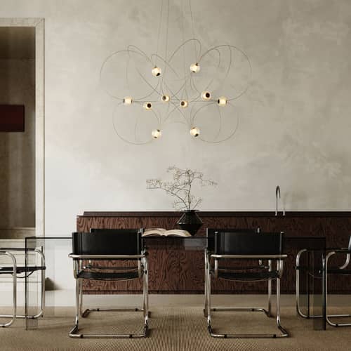 Pendelleuchte Munari 10 metall gold / LED - 120 x 90 x H 83 cm / Vormontierte Version - DCW éditions - Gold - Polyacryl, Stahl