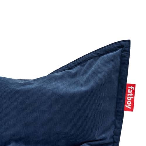 Pouf Original Slim Cord tissu bleu / 100% recyclé - Velours côtelé - Fatboy - Bleu profond - Micro-billes EPS recyclé, Velours côtelé recyclé