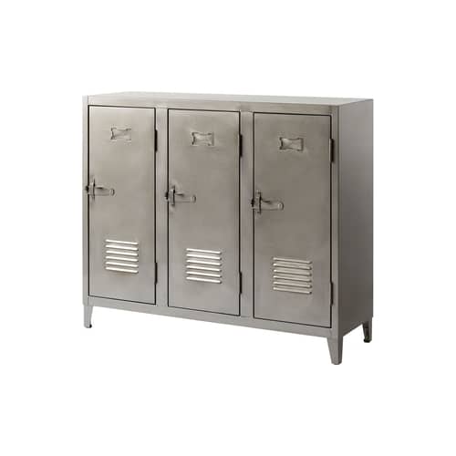 Armoire Casier B3 métal argent / 3 portes - L 120 x H 102 cm / Réédition 1930 - Tolix - Brut verni - Acier