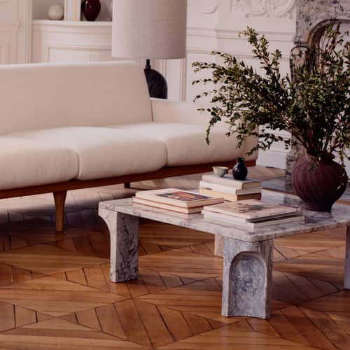 Table basse Doric marbre gris / 80 x 80 cm - Gubi - Marbre gris orage - Marbre