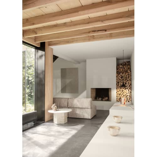 Table basse Epic pierre blanc / Travertin - Ø 80 cm - Gubi - Blanc neutre / Ø 80 cm - Travertin