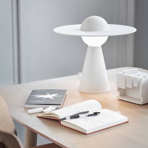 Ceramic Table lamp ceramic white / Steerable - MOEBE - Mat white - China, Opal Glass